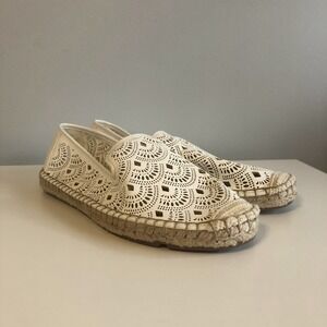 Talbots Womens Izzy Espadrille Eyelet Loafer Size 7.5 White Vacation Summer